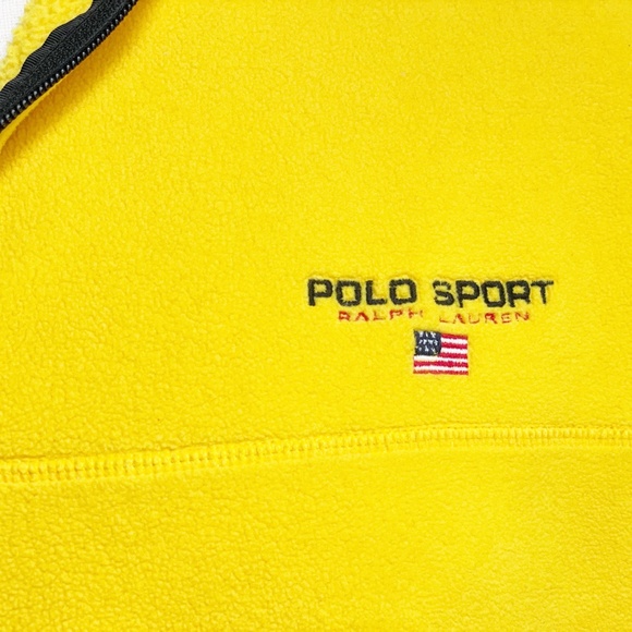 SOLD Polo Sport Ralph Lauren 1/4 zip Fleece Men Pullover Shirt Yellow XL EUC - Picture 3 of 7